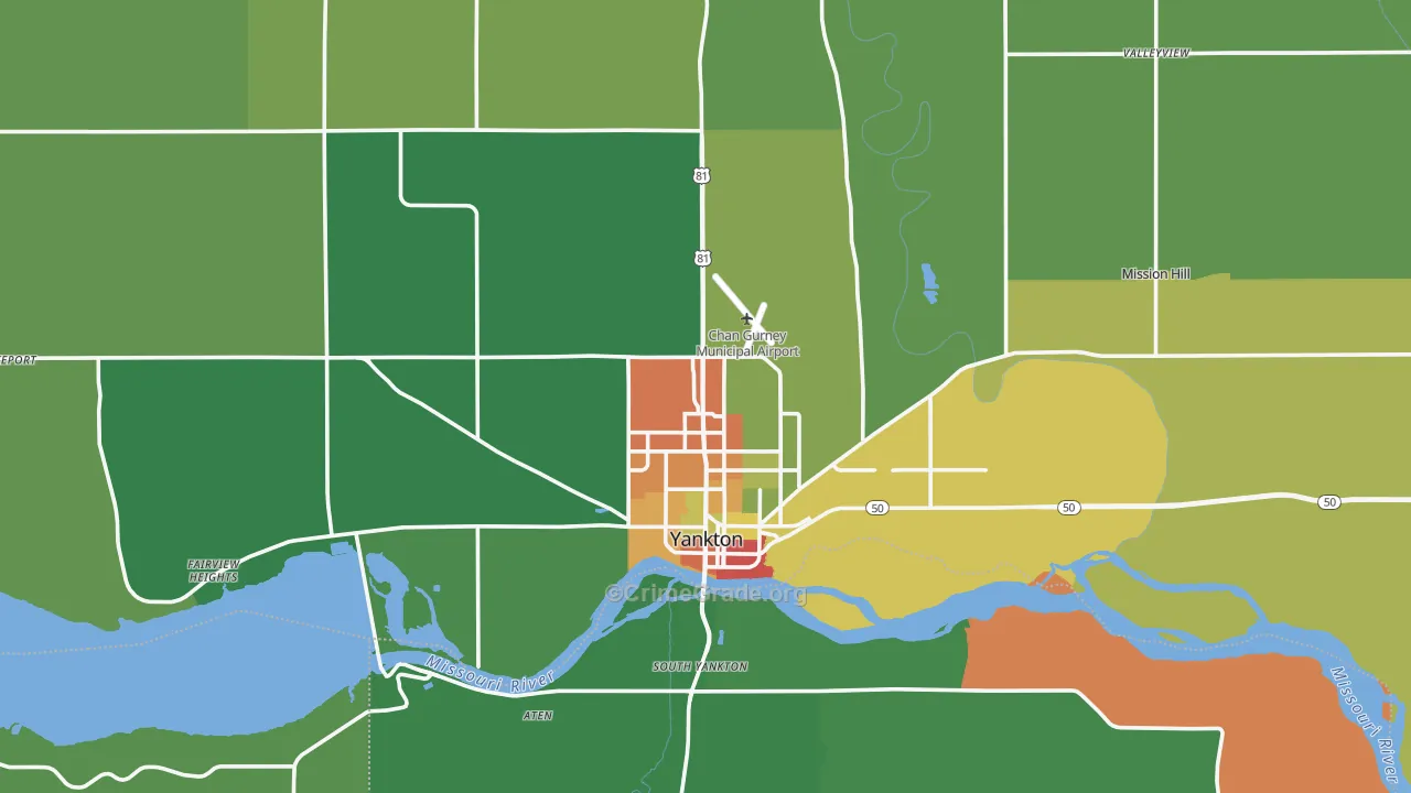 Yankton County, SD Map of Drug-Related Crime Rates