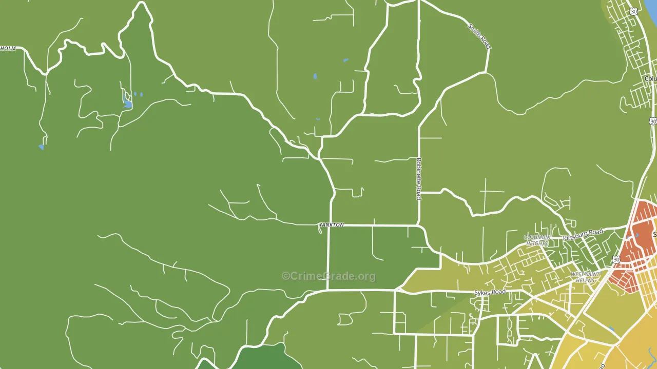 Yankton, OR Map of Drug-Related Crime Rates