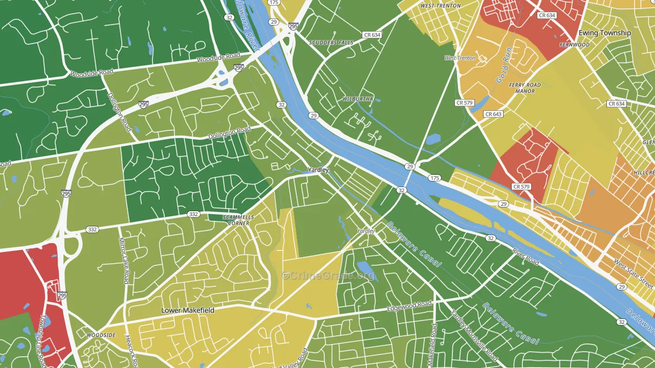 Yardley, PA Map of Drug-Related Crime Rates