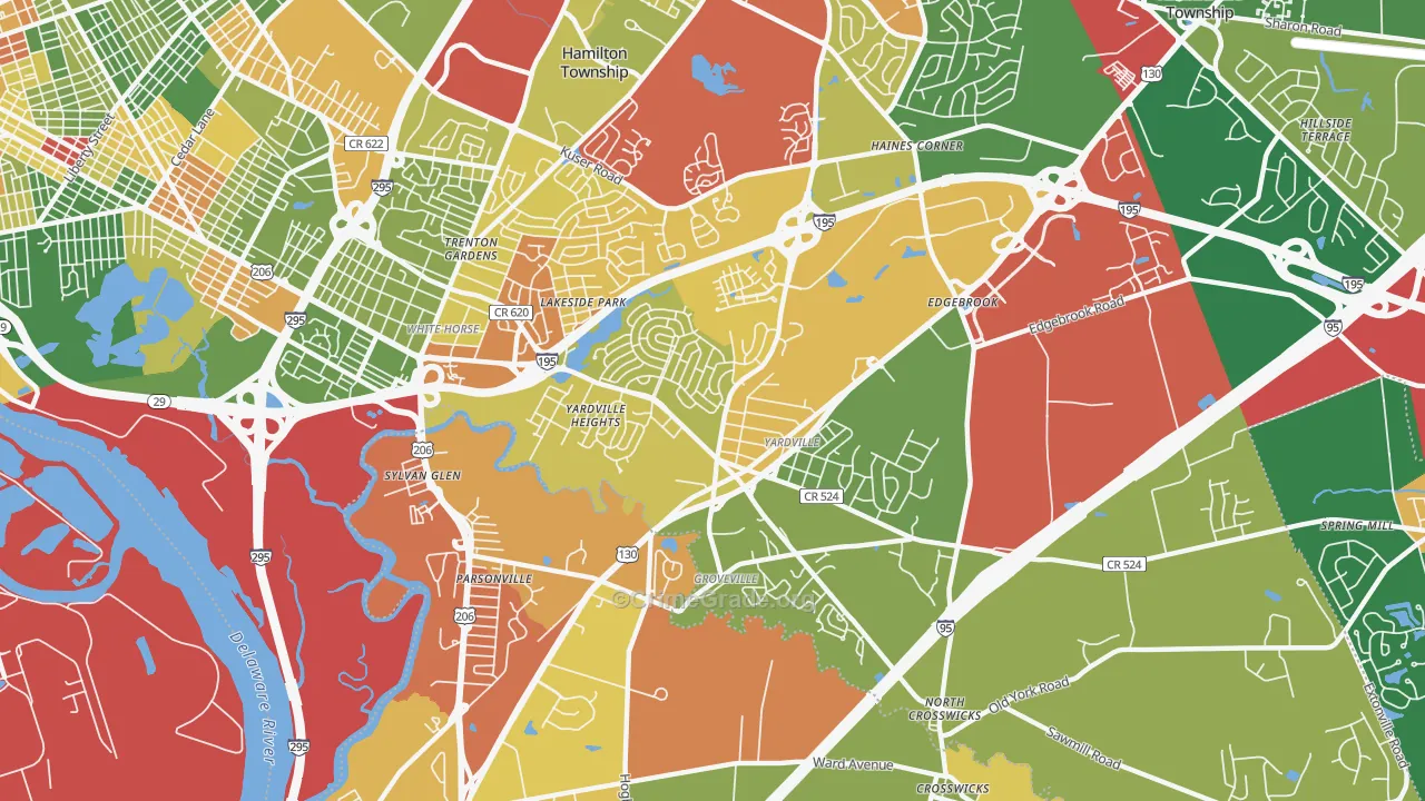 Yardville, NJ Map of Drug-Related Crime Rates