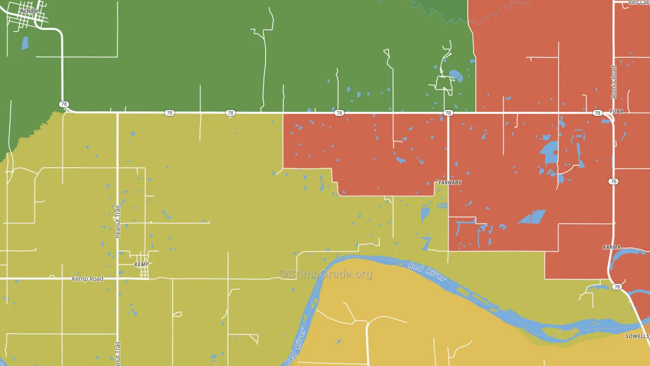 Yarnaby, OK Map of Drug-Related Crime Rates