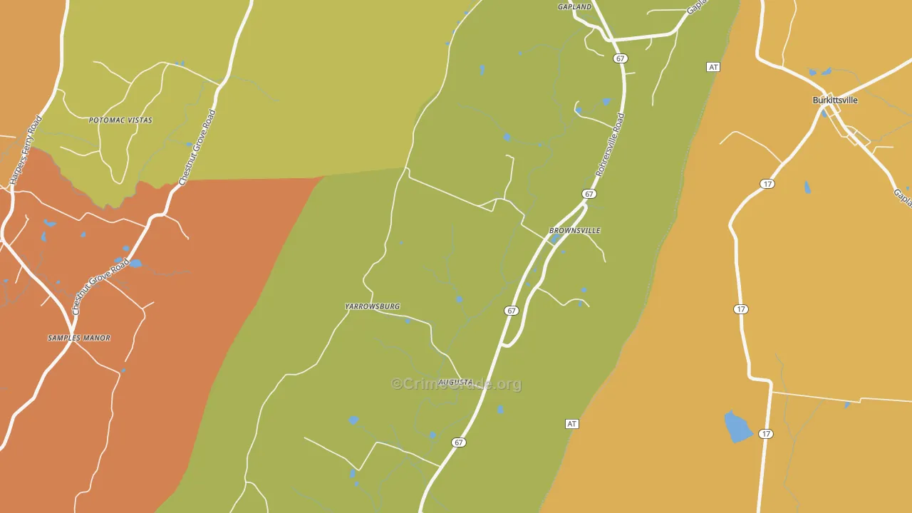 Yarrowsburg, MD Map of Drug-Related Crime Rates