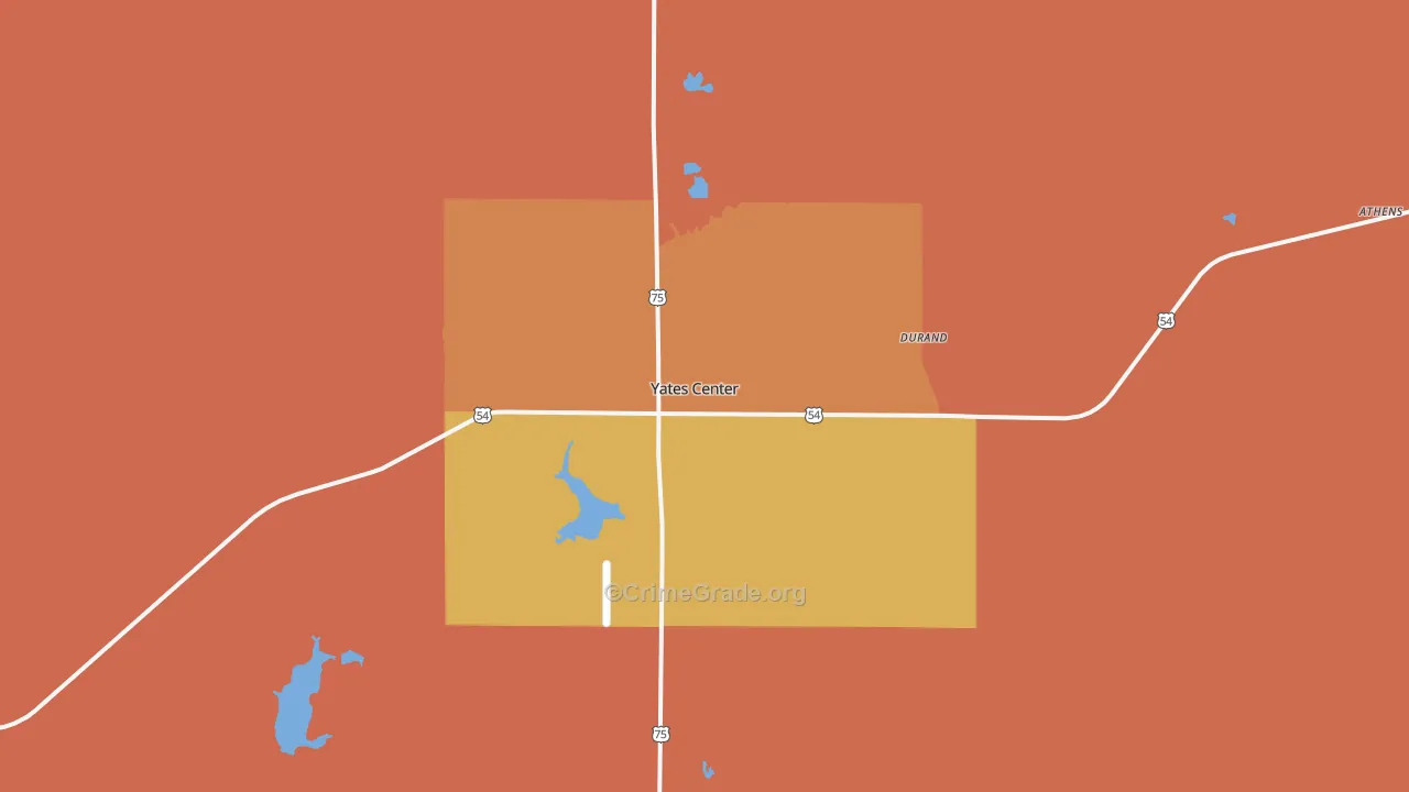 Yates Center, KS Map of Drug-Related Crime Rates