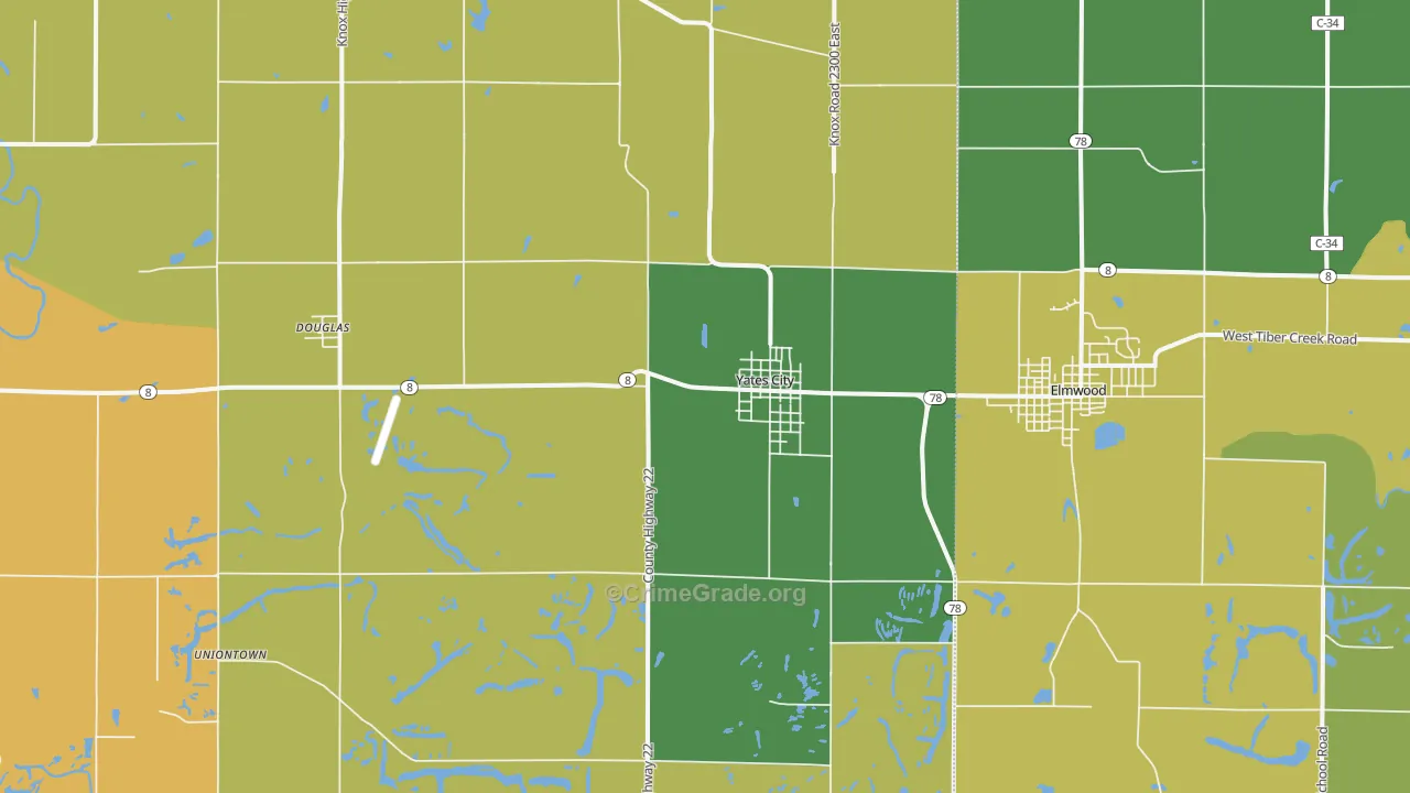 Yates City, IL Map of Drug-Related Crime Rates