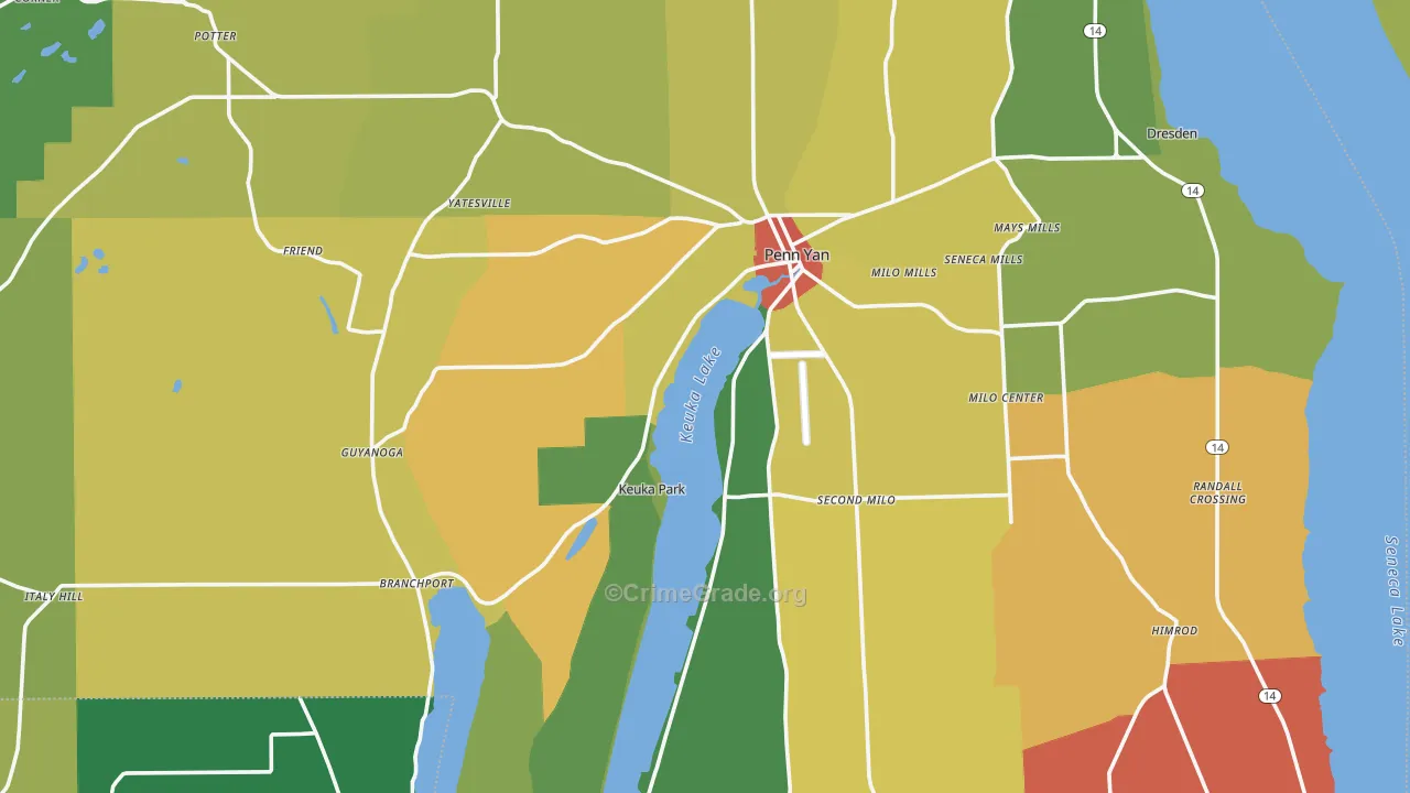 Yates County, NY Map of Drug-Related Crime Rates