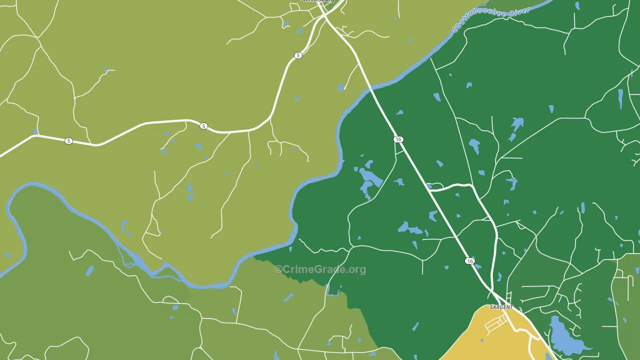 Yates, GA Map of Drug-Related Crime Rates
