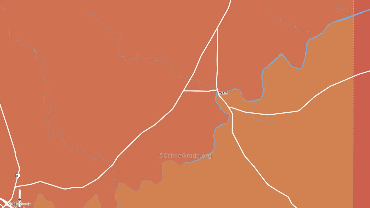 Yates, TX Map of Drug-Related Crime Rates