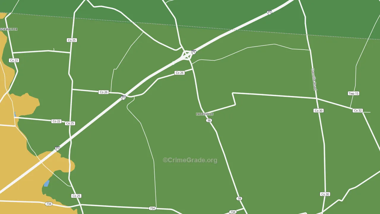 Yatesville, OH Map of Drug-Related Crime Rates