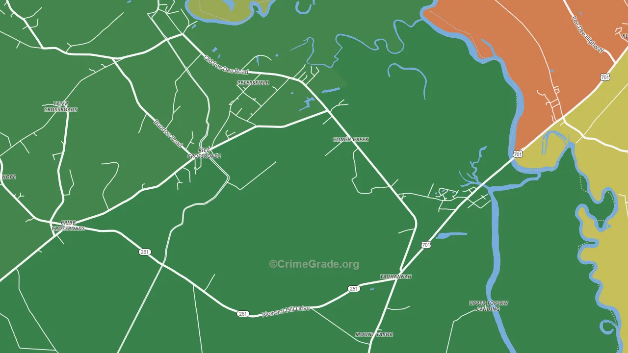 Yauhannah, SC Map of Drug-Related Crime Rates