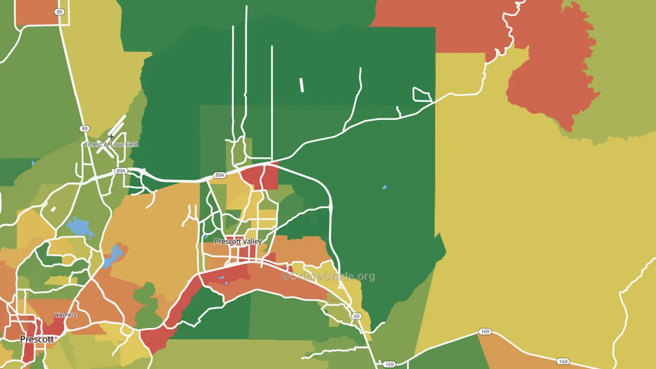 Yavapai County, AZ Map of Drug-Related Crime Rates