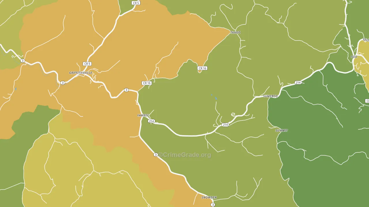 Yawkey, WV Map of Drug-Related Crime Rates