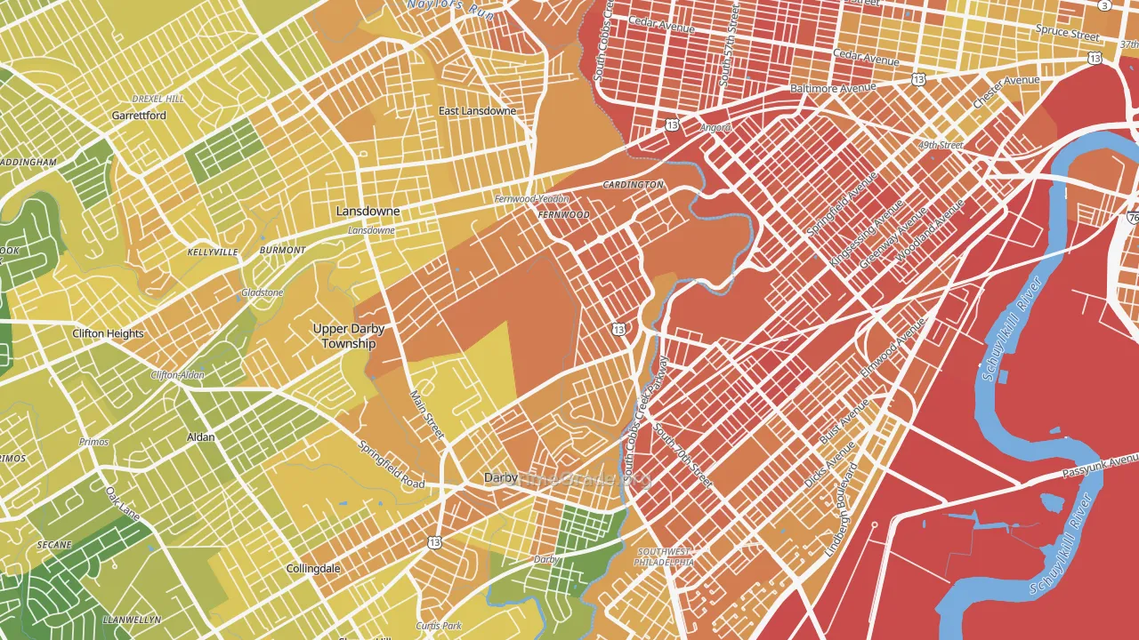 Yeadon, PA Map of Drug-Related Crime Rates