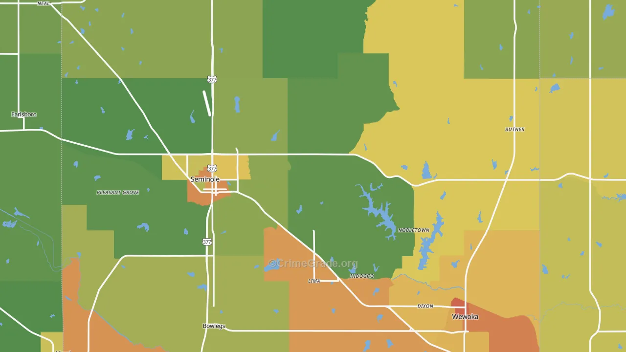 Yeager, OK Map of Drug-Related Crime Rates