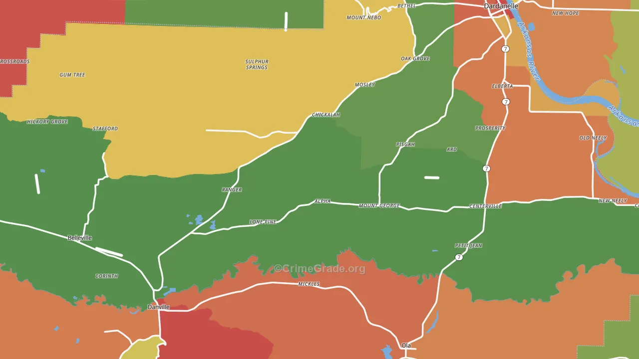 Yell County, AR Map of Drug-Related Crime Rates