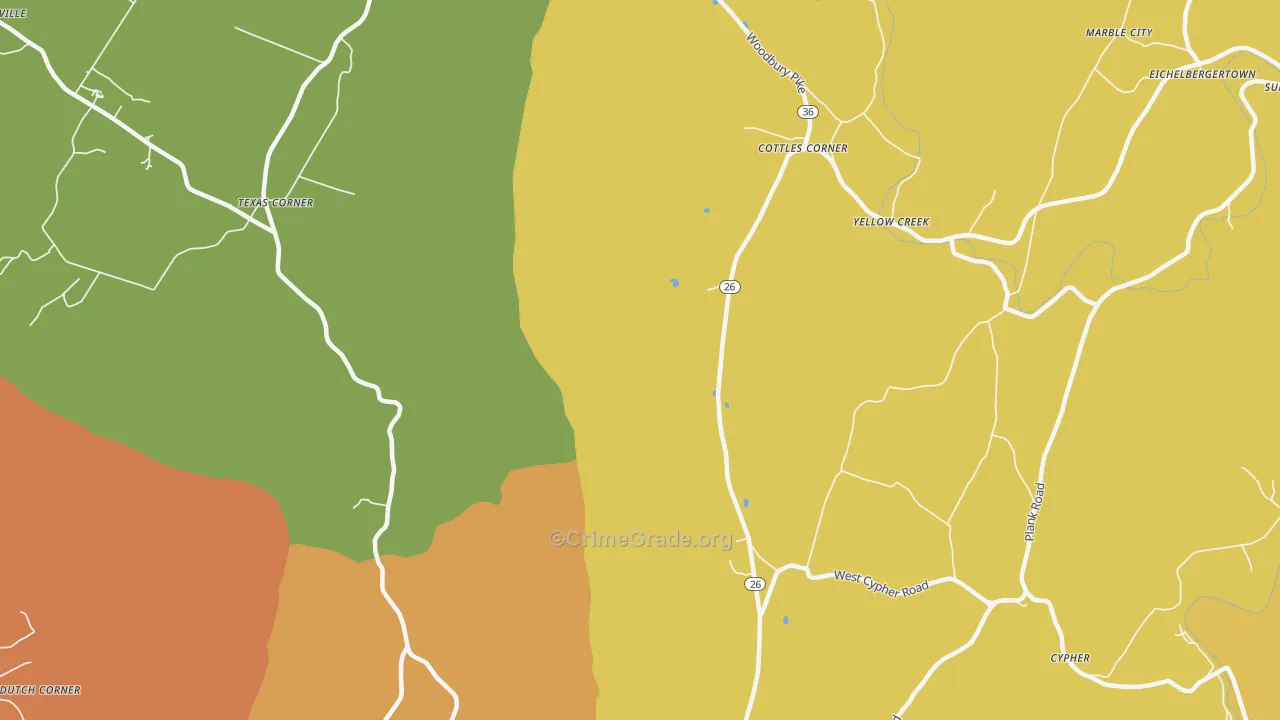 Yellow Creek, PA Map of Drug-Related Crime Rates