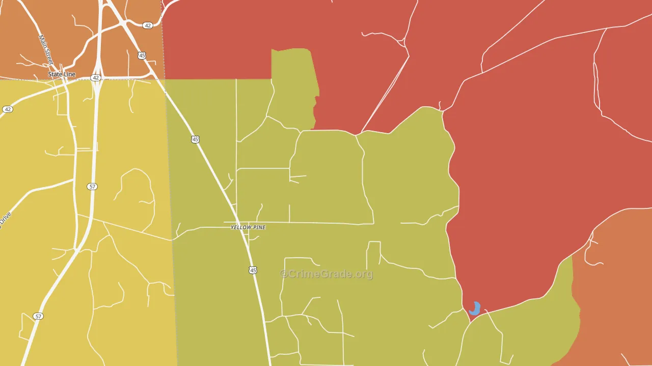 Yellow Pine, AL Map of Drug-Related Crime Rates