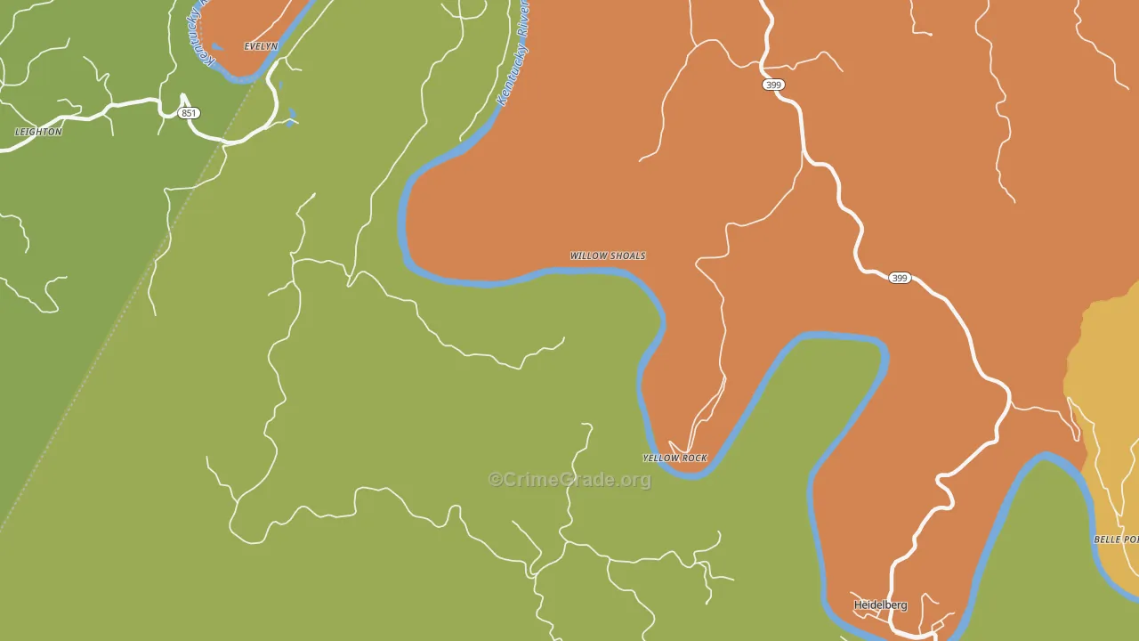 Yellow Rock, KY Map of Drug-Related Crime Rates