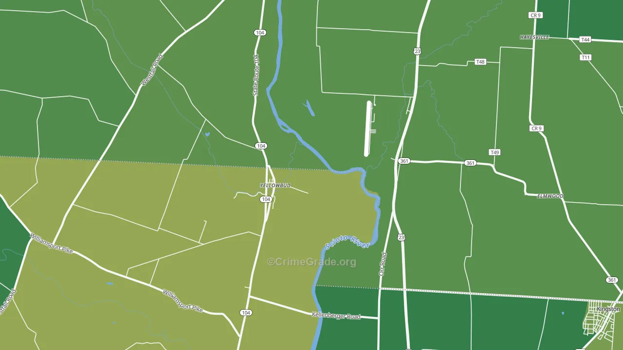 Yellowbud, OH Map of Drug-Related Crime Rates