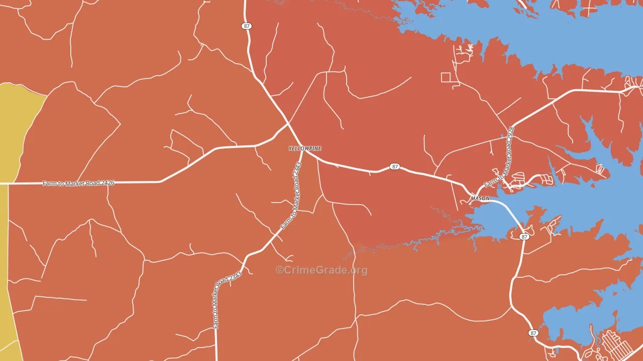 Yellowpine, TX Map of Drug-Related Crime Rates
