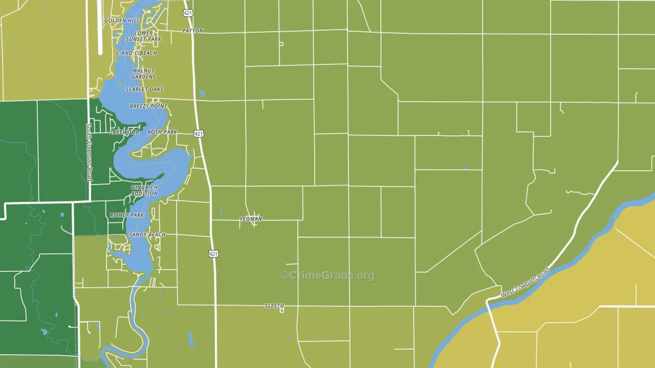 Yeoman, IN Map of Drug-Related Crime Rates