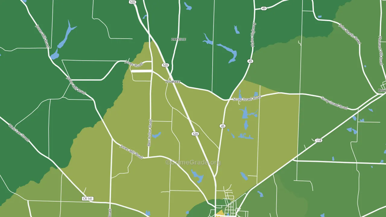 Yeomans, GA Map of Drug-Related Crime Rates
