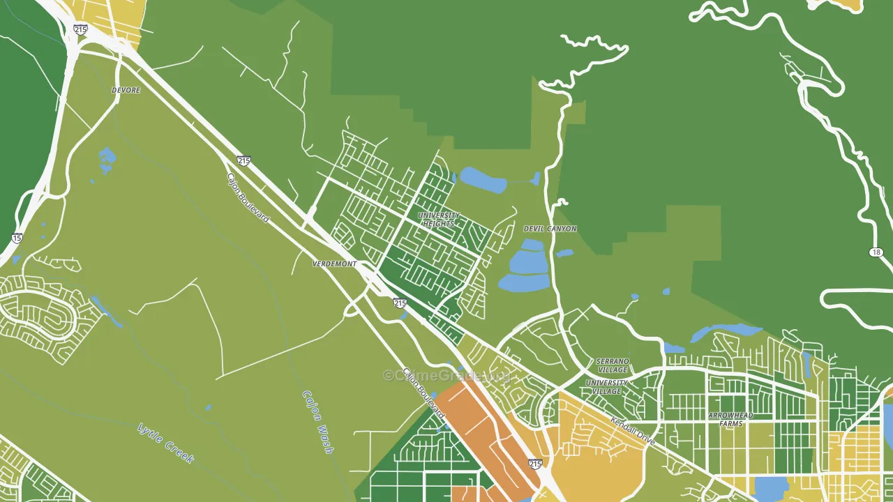 Yerdemont, San Bernardino, CA Map of Drug-Related Crime Rates