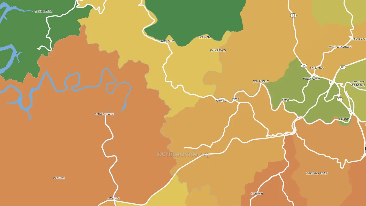 Yerkes, KY Map of Drug-Related Crime Rates