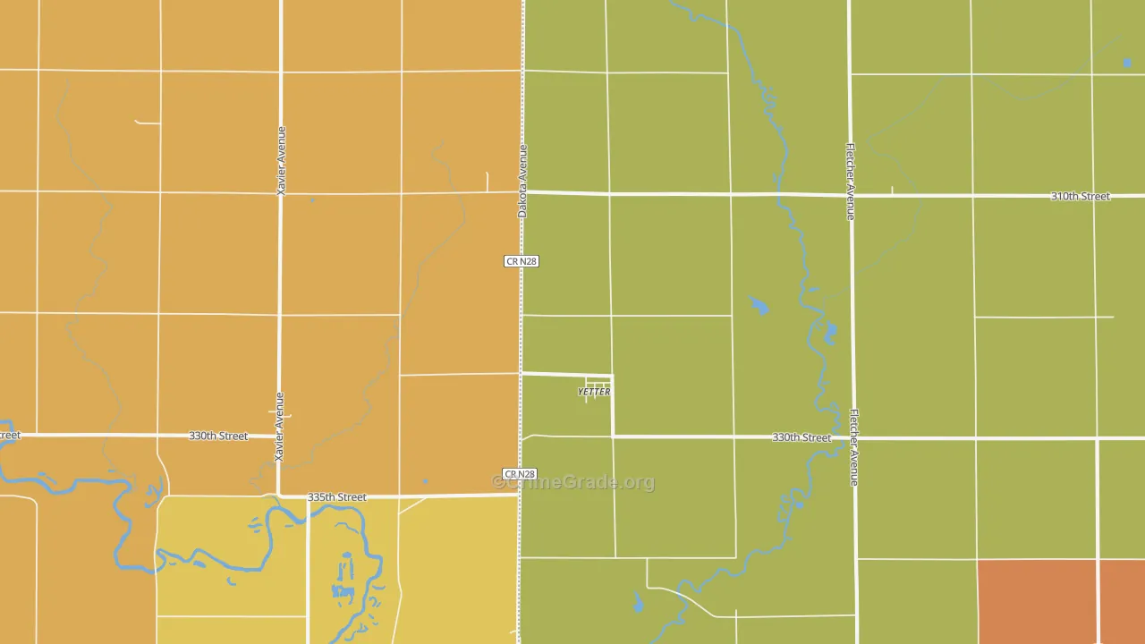 Yetter, IA Map of Drug-Related Crime Rates