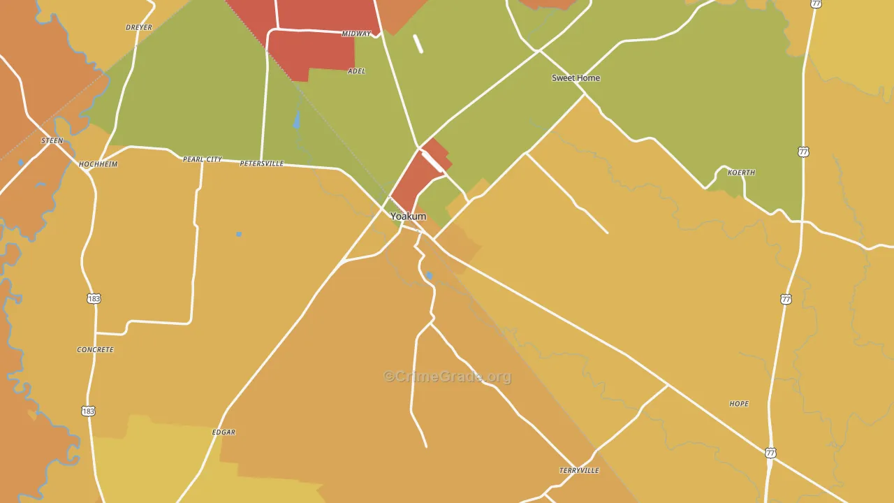 Yoakum, TX Map of Drug-Related Crime Rates