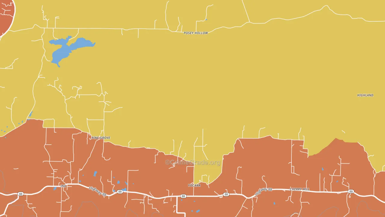 Yocana, AR Map of Drug-Related Crime Rates