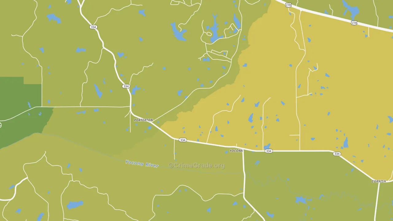 Yocona, MS Map of Drug-Related Crime Rates