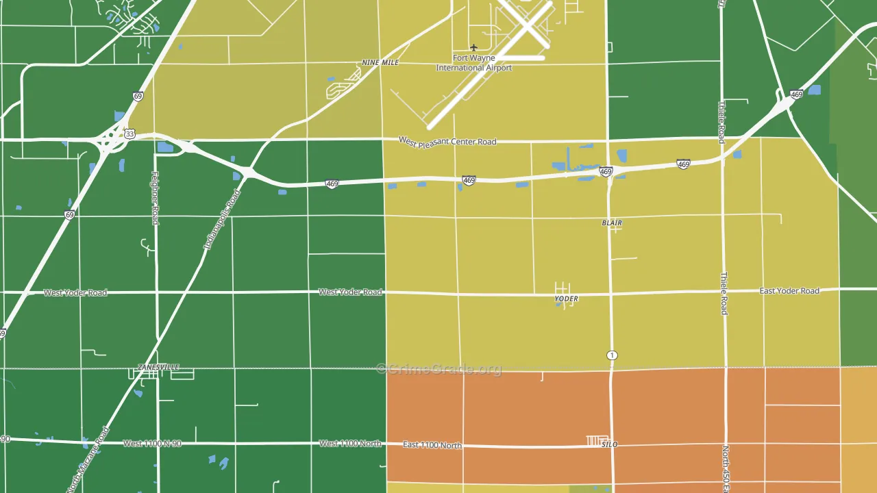 Yoder, IN Map of Drug-Related Crime Rates