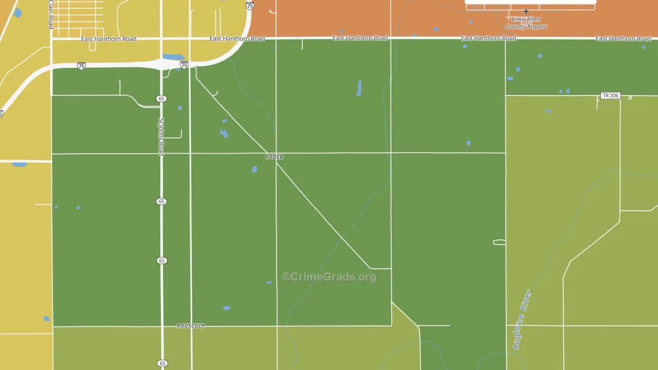Yoder, OH Map of Drug-Related Crime Rates