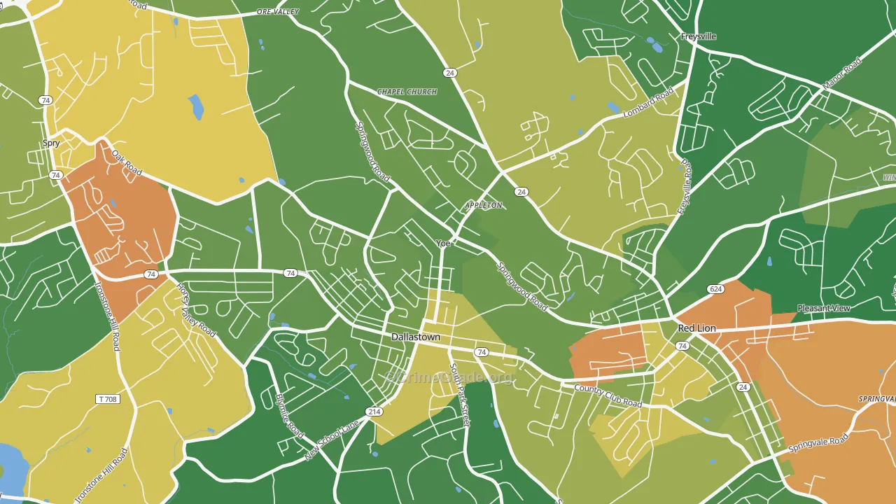 Yoe, PA Map of Drug-Related Crime Rates