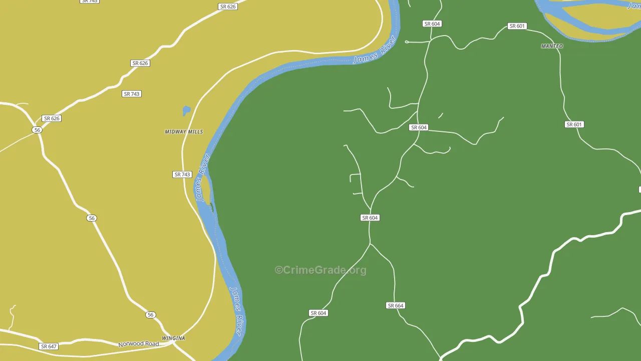 Yogaville, VA Map of Drug-Related Crime Rates