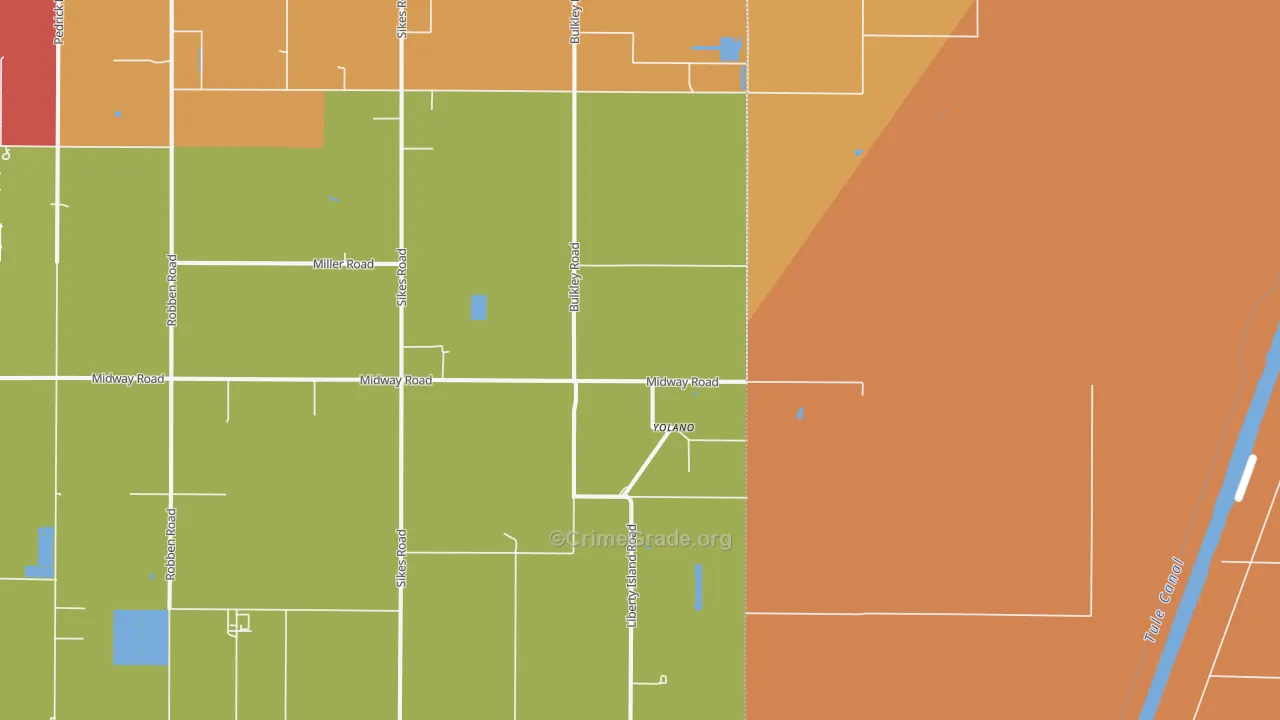 Yolano, CA Map of Drug-Related Crime Rates