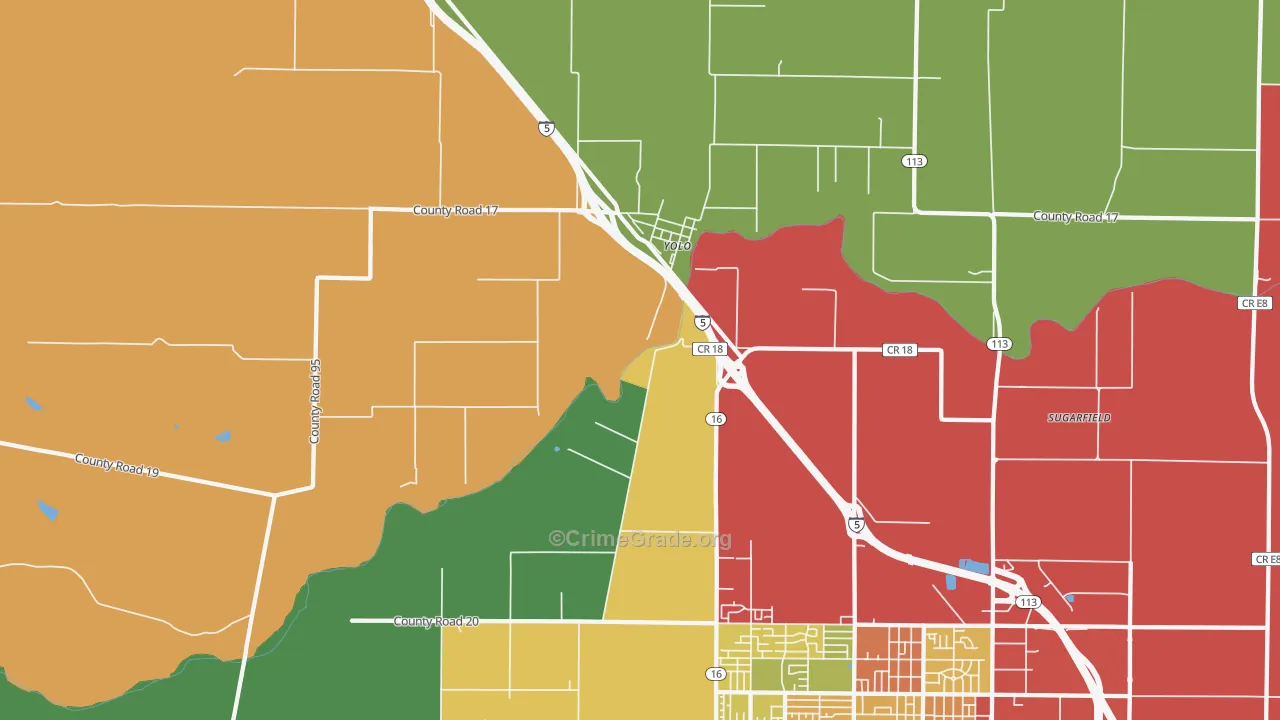 Yolo, CA Map of Drug-Related Crime Rates