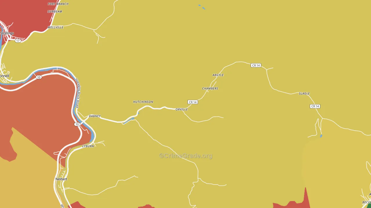 Yolyn, WV Map of Drug-Related Crime Rates