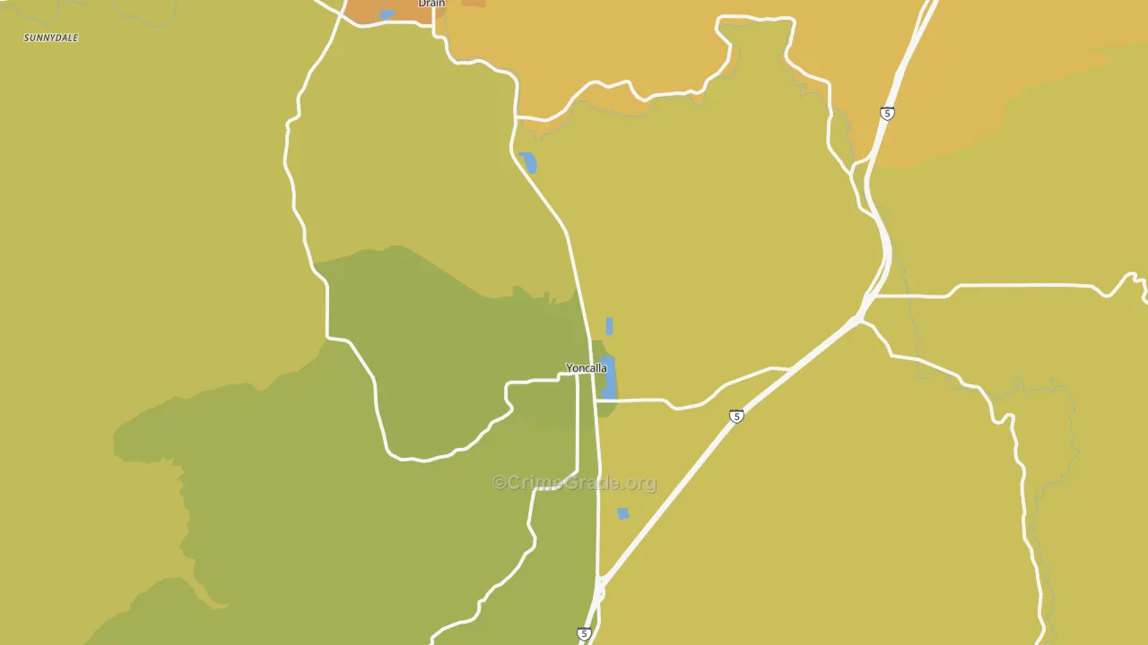 Yoncalla, OR Map of Drug-Related Crime Rates