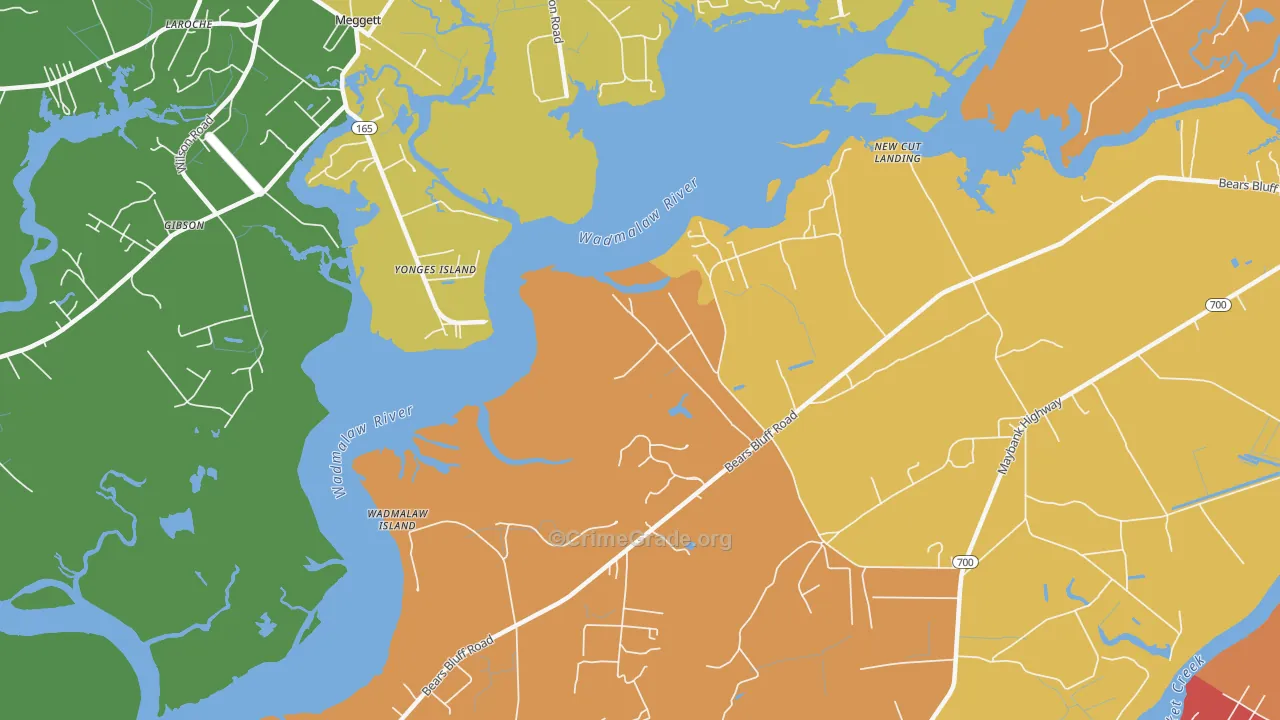 Yonges Island, SC Map of Drug-Related Crime Rates