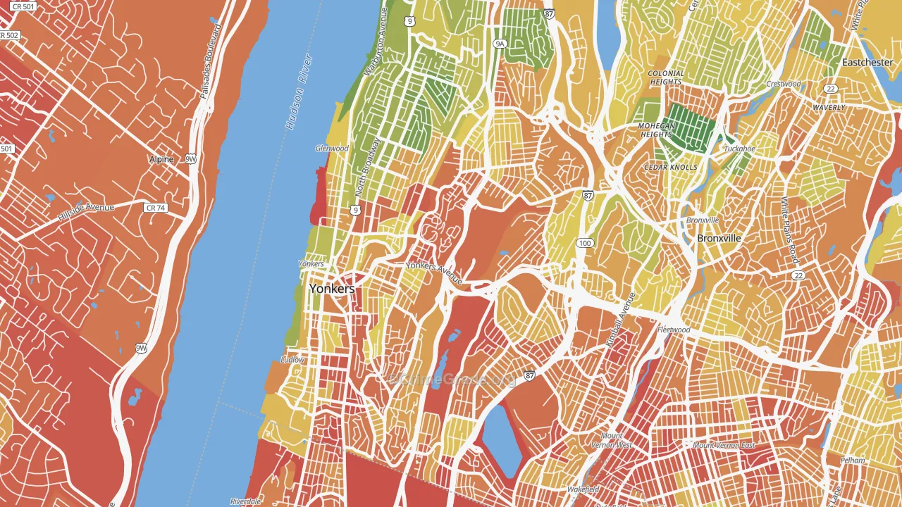 Yonkers, NY Map of Drug-Related Crime Rates