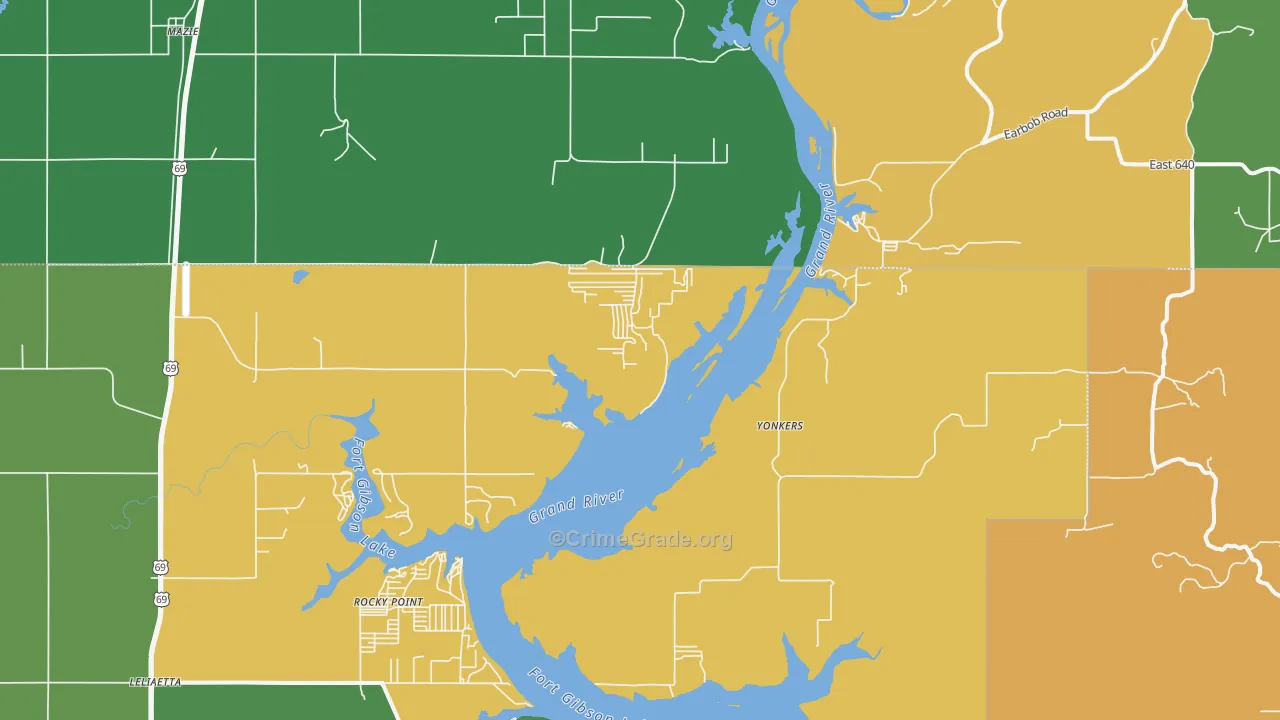 Yonkers, OK Map of Drug-Related Crime Rates