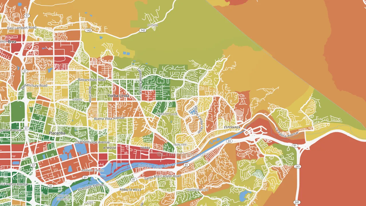 Yorba Linda, CA Map of Drug-Related Crime Rates