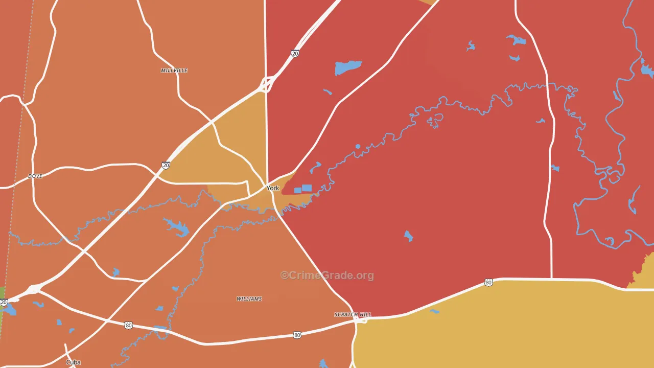 York, AL Map of Drug-Related Crime Rates