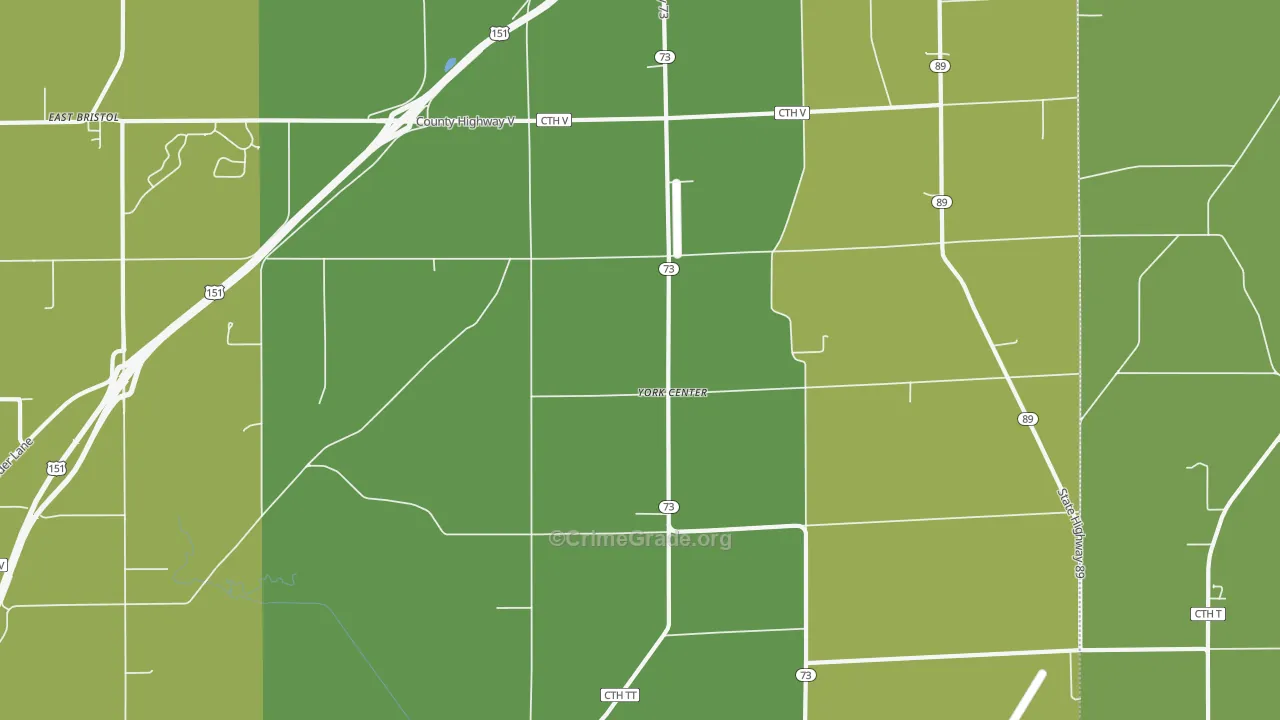 York Center, WI Map of Drug-Related Crime Rates