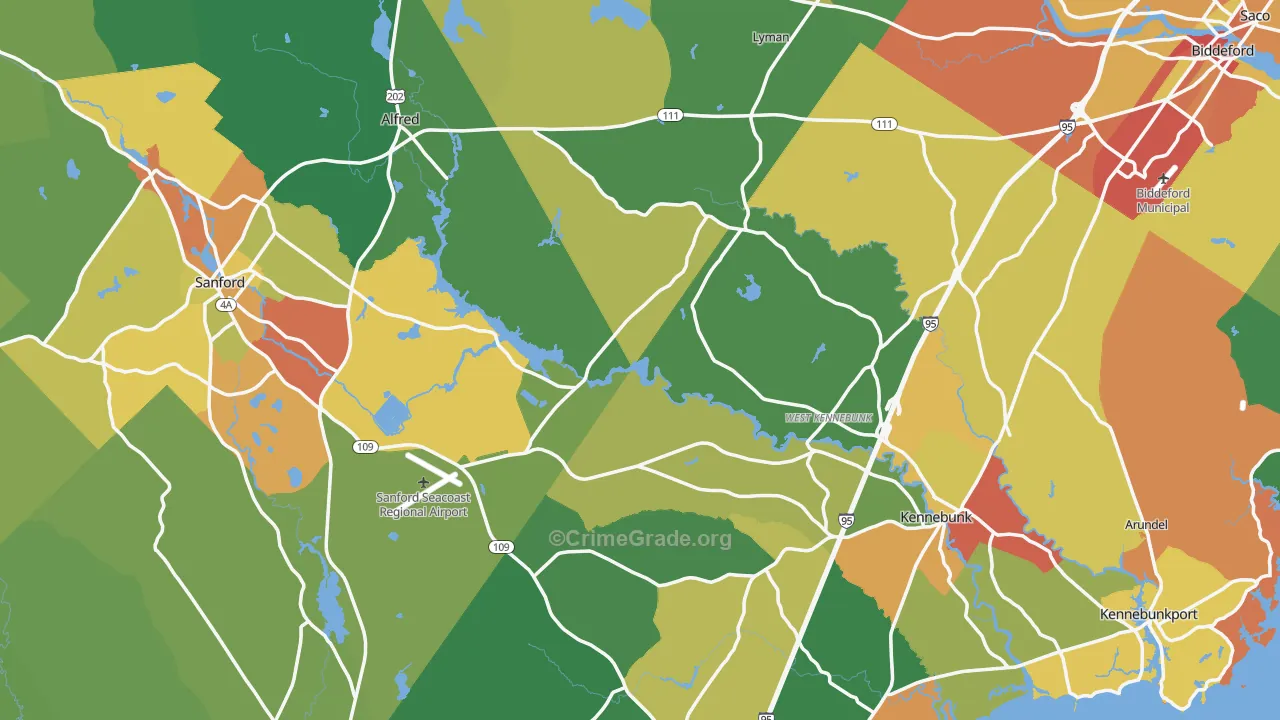 York County, ME Map of Drug-Related Crime Rates