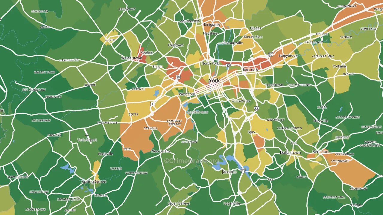 York County, PA Map of Drug-Related Crime Rates