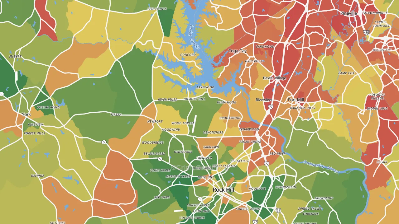 York County, SC Map of Drug-Related Crime Rates