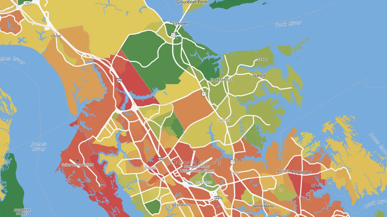 York County, VA Map of Drug-Related Crime Rates