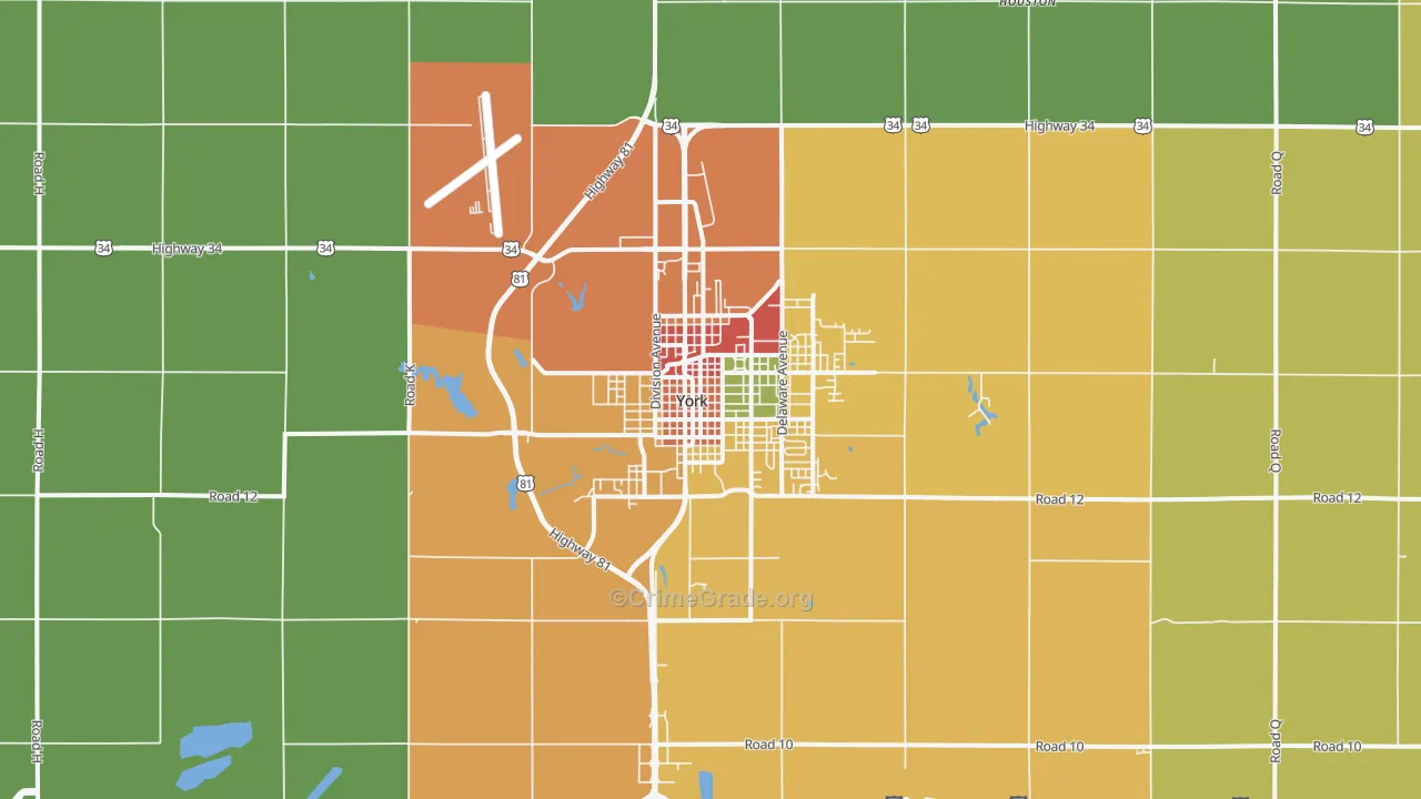 York, NE Map of Drug-Related Crime Rates